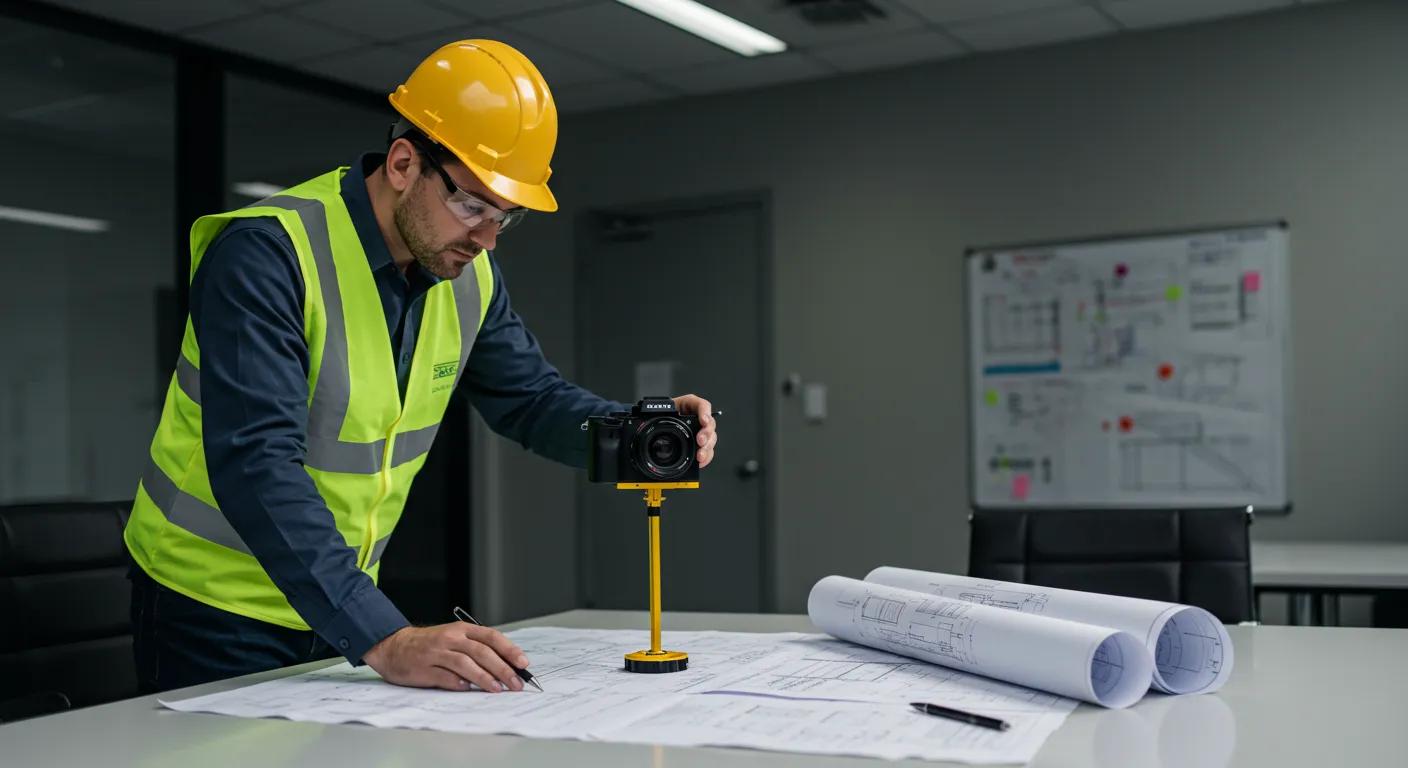 a professional contractor conducts a precise foundation inspection in a modern san antonio office, with detailed blueprints and repair proposals laid out on a sleek conference table, highlighting the importance of obtaining reliable estimates.