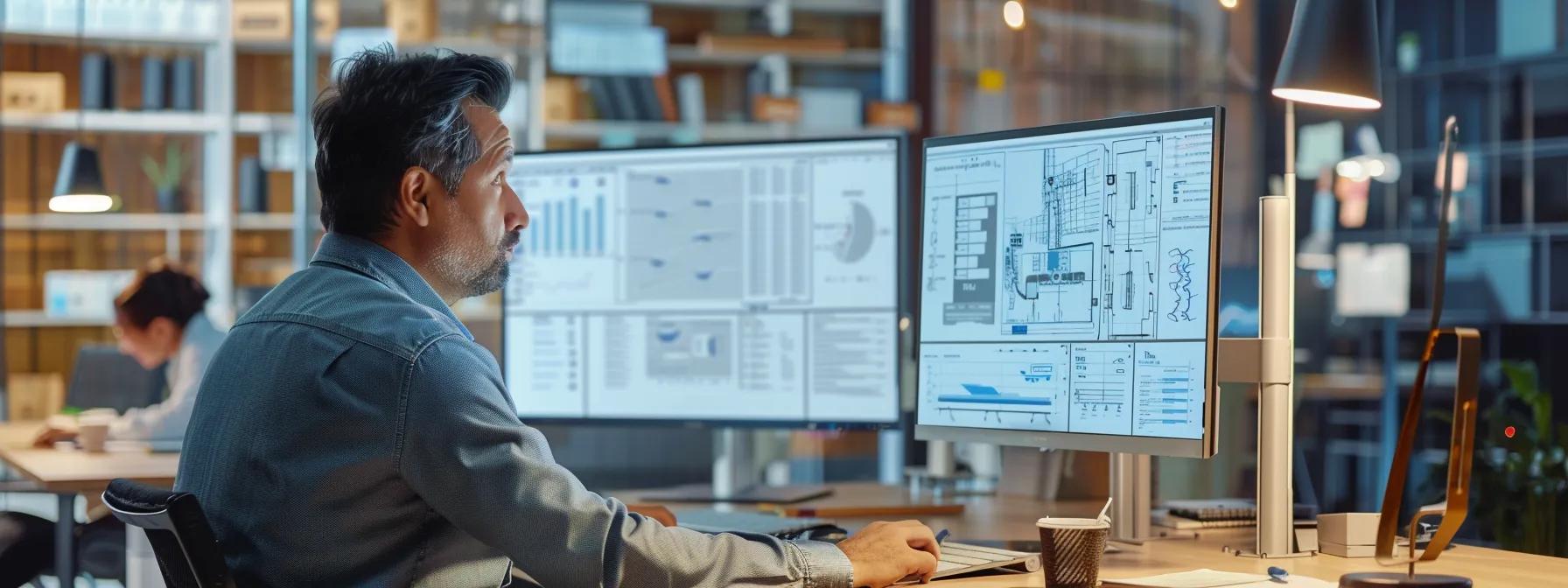 a detailed and informative office setting showcases a professional discussing foundation repair costs with a digital presentation, featuring clear graphs and visuals that emphasize the complexities of home foundation issues.