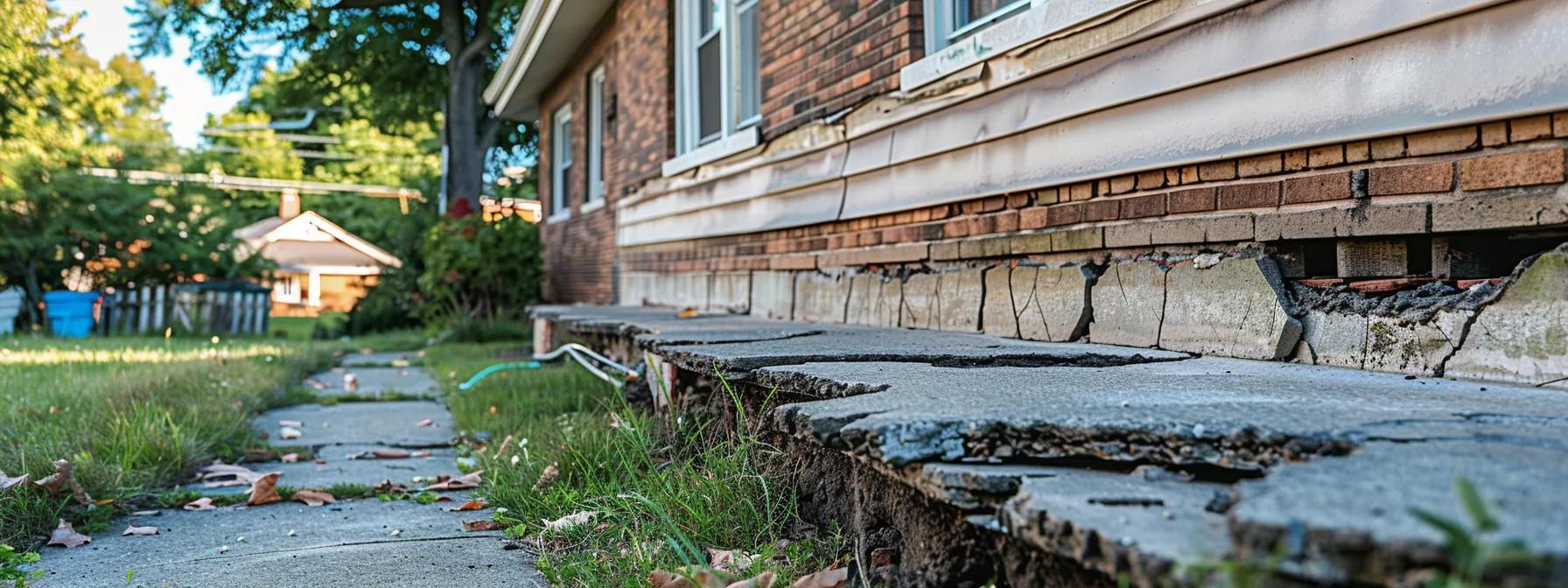 a focused view of a well-maintained urban property showcases the striking contrast between its strong foundation and a nearby distressed home with visible structural cracks, illustrating the critical relationship between foundation repair costs and property value in a competitive real estate market.