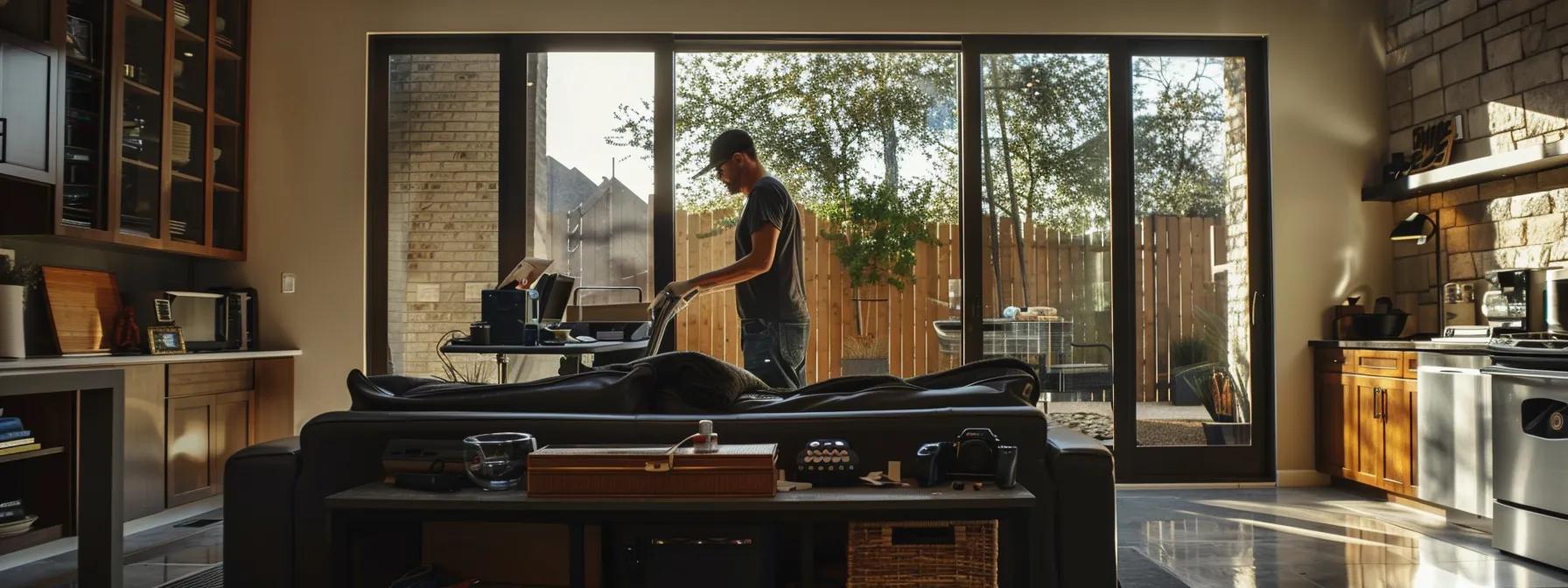 a skilled technician operates advanced repair equipment in a modern san antonio home, showcasing the precise operation of foundation repair while emphasizing the importance of expert intervention for structural safety and value.