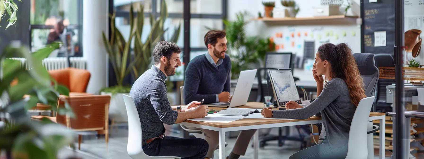a sleek, modern office setting showcases a focused discussion between professionals, surrounded by blueprints and charts about foundation repair costs, emphasizing the complexities and considerations involved for san antonio residents.