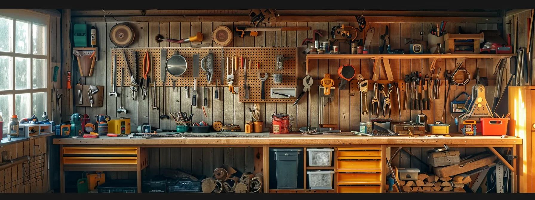 a well-organized home maintenance workshop, featuring neatly arranged tools and inspection equipment, underscores the importance of proactive measures for preventing foundation issues.